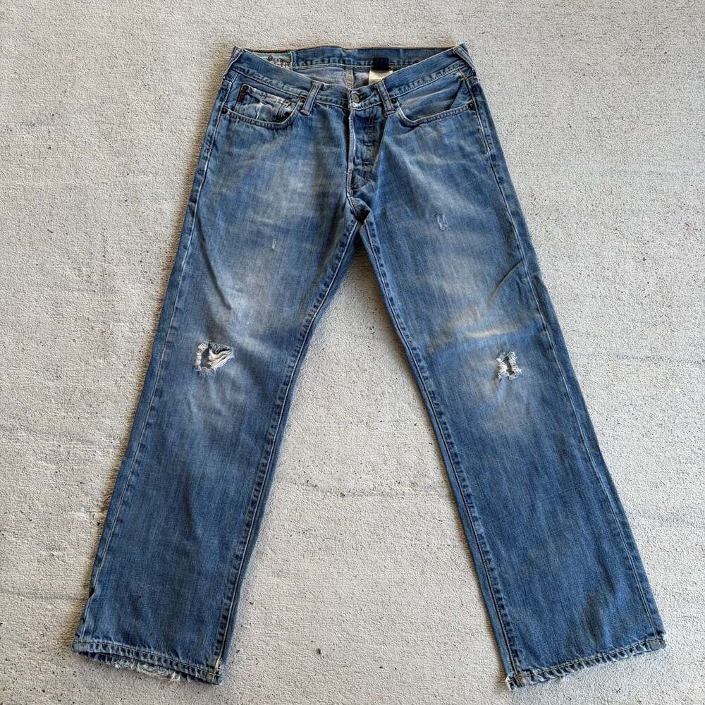 Y2K Abercrombie & Fitch Low Rise Boot Distressed Denim Jeans 30x30